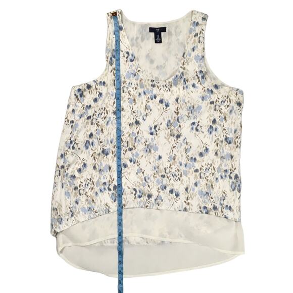 Gap Tank Top Double Layer Floral Print Sleeveless Blouse Women's XS Cream Blue - Picture 5 of 8